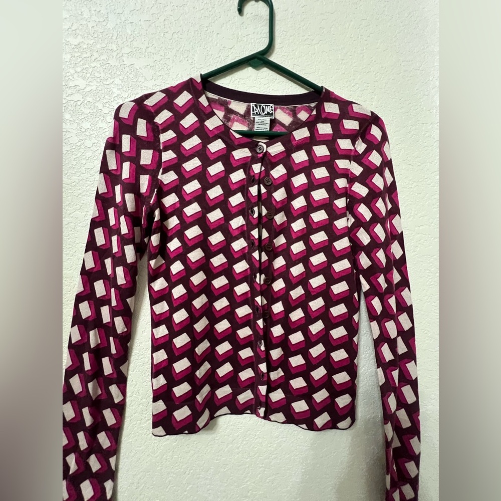 Diane von furstenberg  cardigan 85%asilk spike 15% cashmere